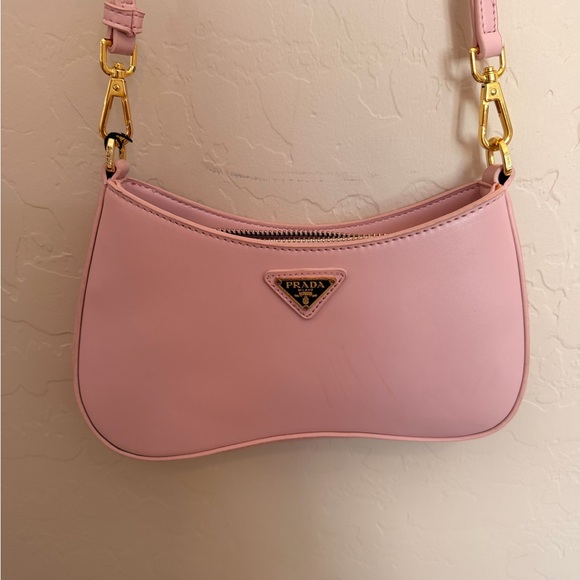 Prada Handbags - Prada Pink Leather Shoulder Bag with Gold Hardware